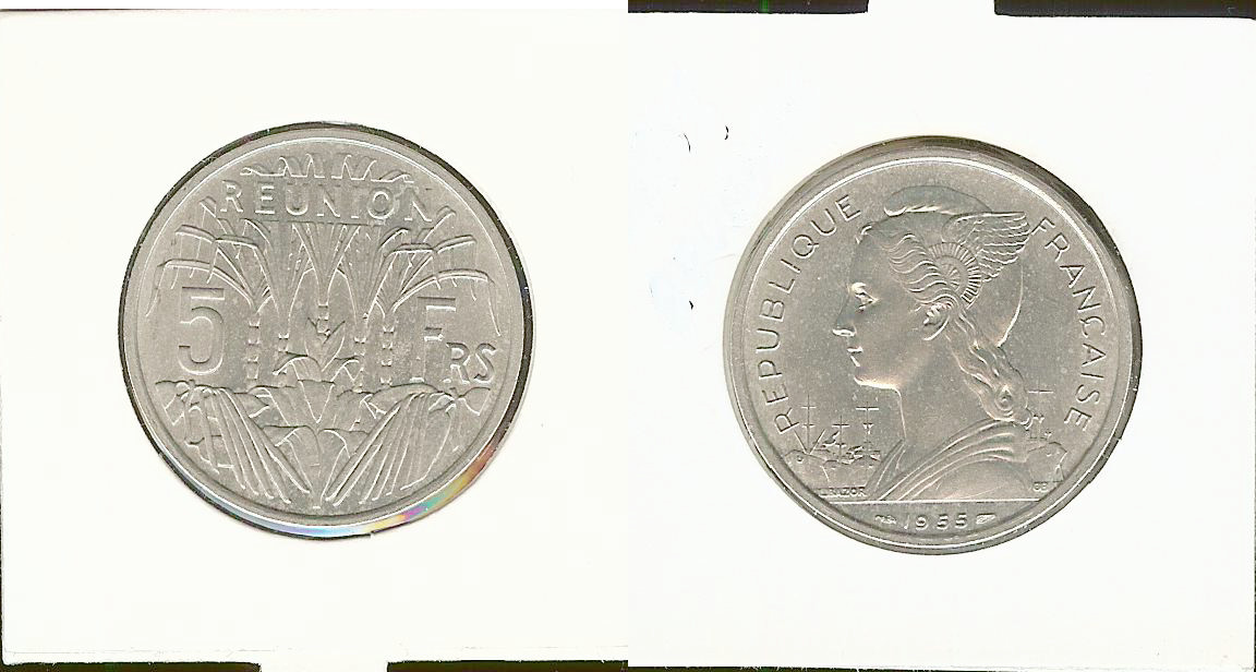 Reunion 5 francs 1955 Unc